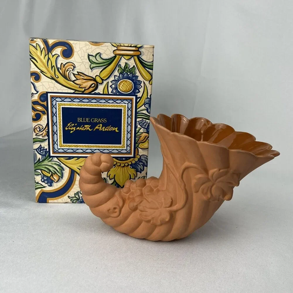 ELIZABETH ARDEN Clay Decor Roma Al Fresco Cornucopia Thanksgiving Christmas VNTG